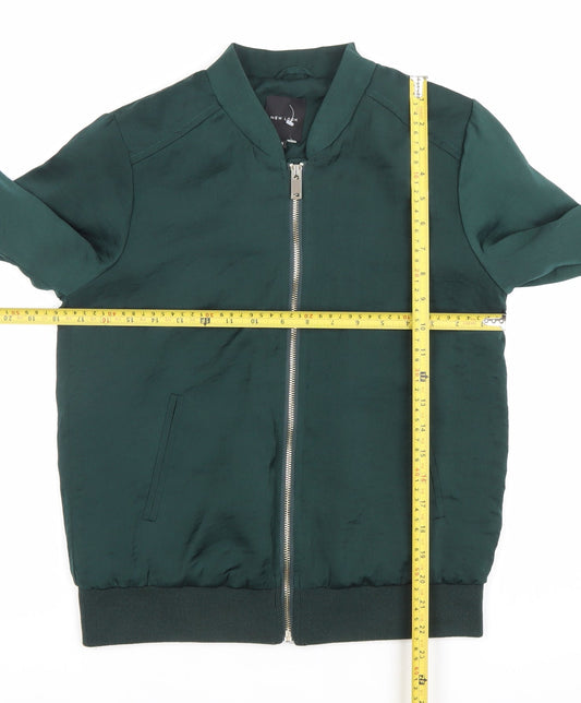New Look Women’s Green Bomber Jacket Size 8 Full Zip Casual