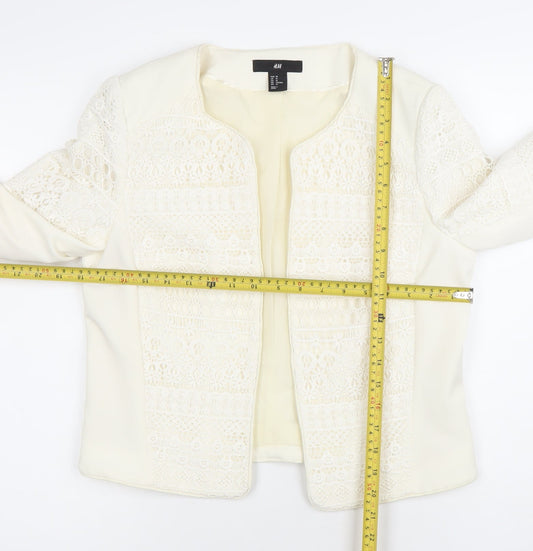H&M Women’s Ivory Lace Suit Jacket Size 12 Regular Fit Long Sleeve