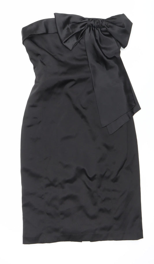 Additional front view of Atmosphere Women’s Black One Shoulder Bow Sheath Dress, size UK 12