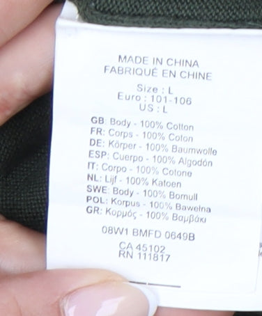 Bench Men’s Green Cotton Pullover Jumper L Crew Neck Casual