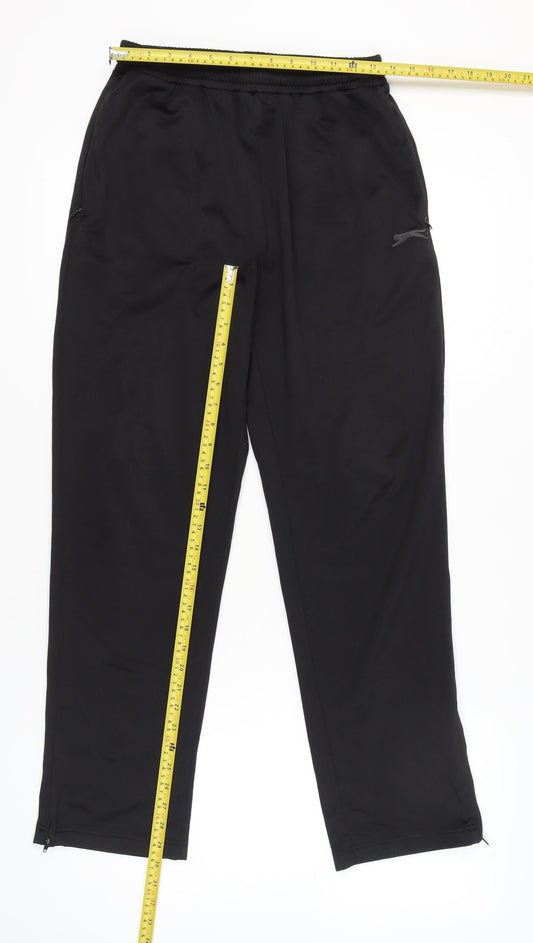 Slazenger Men's Black Jogger Trousers L Polyester Pockets Zip