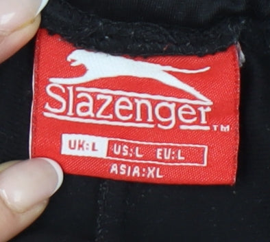 Slazenger Men's Black Jogger Trousers L Polyester Pockets Zip