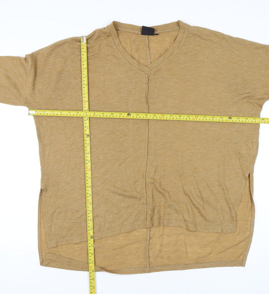 b.young Women’s Beige Pullover Jumper L V-Neck Long Sleeve Knit