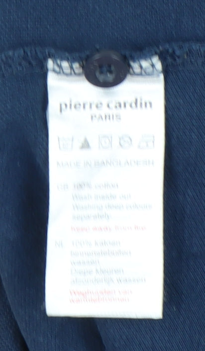 Pierre Cardin Mens Blue Cotton Polo Shirt L Regular Fit