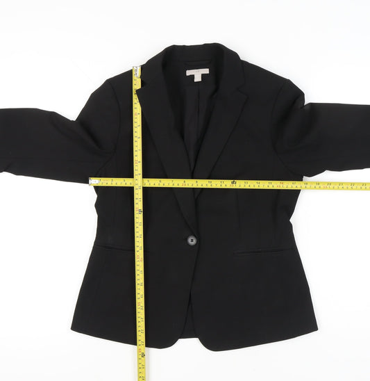 H&M Women’s Black Suit Jacket Size 12 Regular Notch Lapel Workwear
