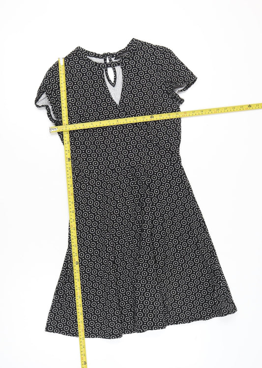 Dorothy Perkins Women’s Black Geometric Skater Dress Size 10