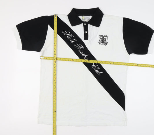Hull F.C. Mens Polo Shirt Black White L Rugby Embroidered Logo