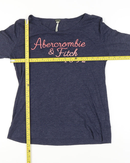 Abercrombie & Fitch Women’s Blue Scoop Neck Long Sleeve T-Shirt M