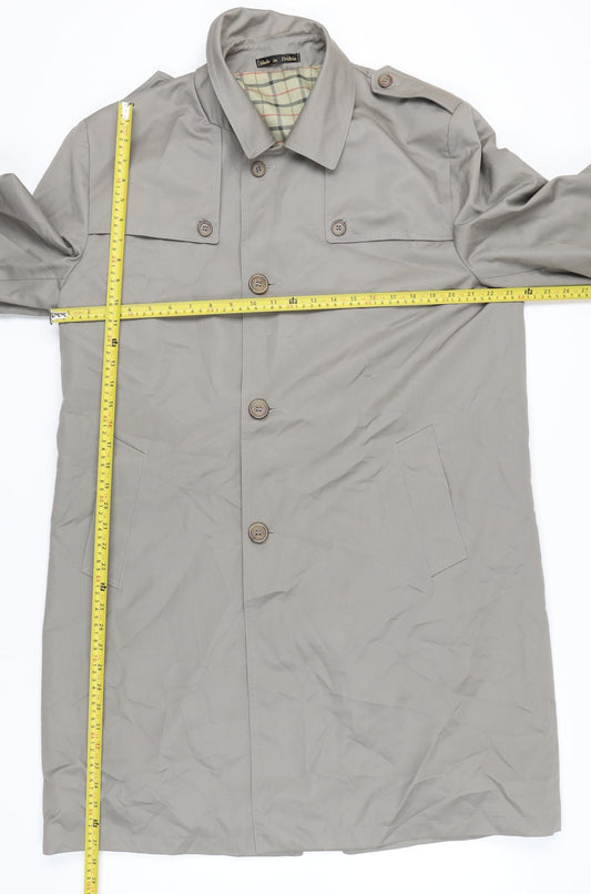 Wellington Mens Grey Overcoat Jacket Size 40 Regular Fit Polyester Cotton