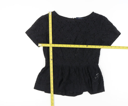 Womens UK Size 8 French Connection Black Peplum Blouse