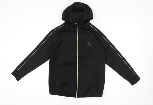 Sonneti Boys Black Full Zip Hoodie 12-13 Years Regular Fit Logo Jacket