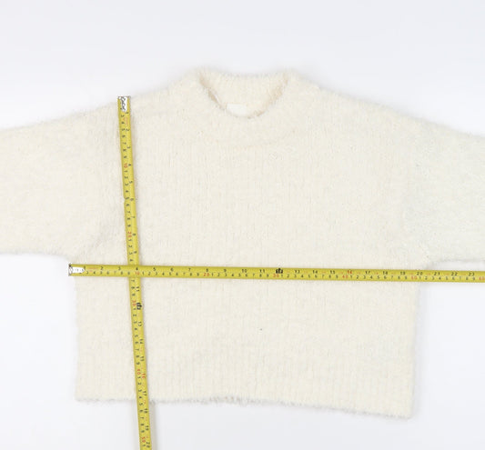 H&M Women Ivory Crew Neck Pullover Jumper Size 8 Regular Fit