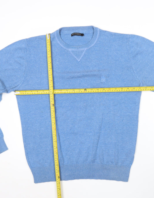 French Connection Men's Blue Cotton Acrylic Crew Neck Jumper L