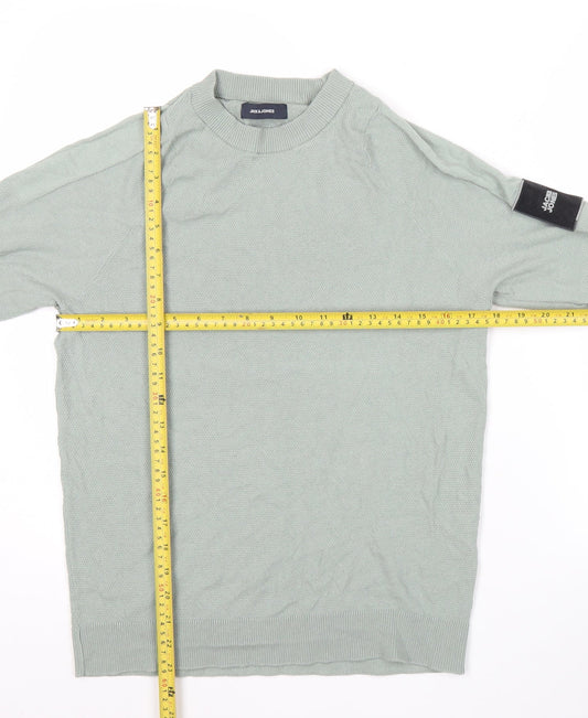 Jack & Jones Men’s Green Cotton Blend Pullover Jumper L