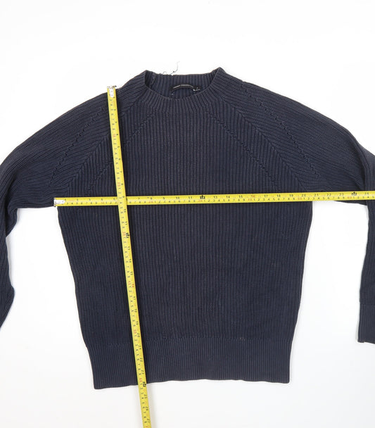 French Connection Men's Blue Cotton Chunky Knit Pullover Jumper S