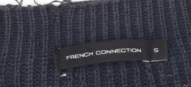 French Connection Men's Blue Cotton Chunky Knit Pullover Jumper S