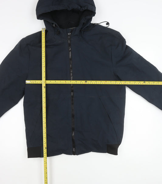 Primark Men’s Blue Medium Bomber Jacket Hooded Polyester Casual