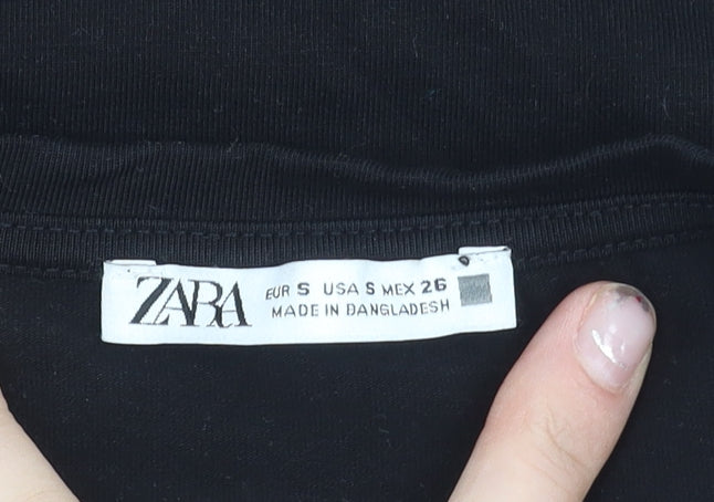 Womens UK Size S Zara Black Cropped T-Shirt