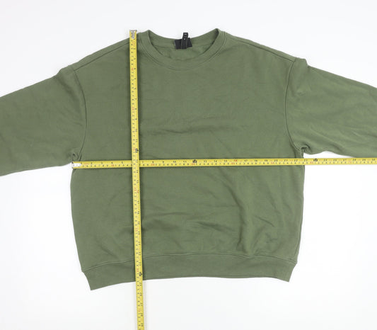 H&M Women’s Green Loose Fit Sweatshirt L Cotton Blend Crew Neck
