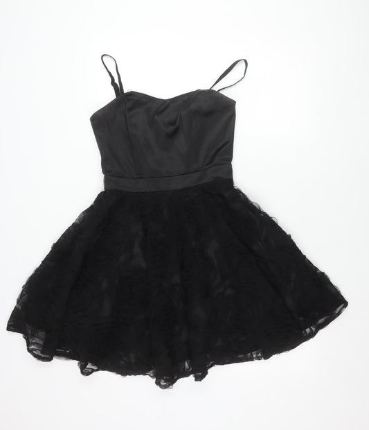 Additional front view of Be Beau Women’s Black Fit & Flare Party Dress, size UK 10