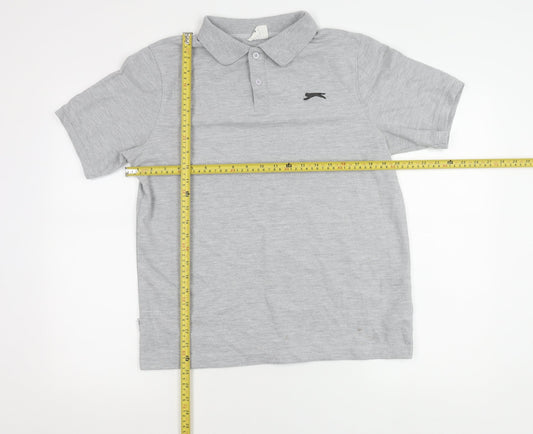 Slazenger Men's Grey Polo Shirt Size M Short Sleeve Sportswear