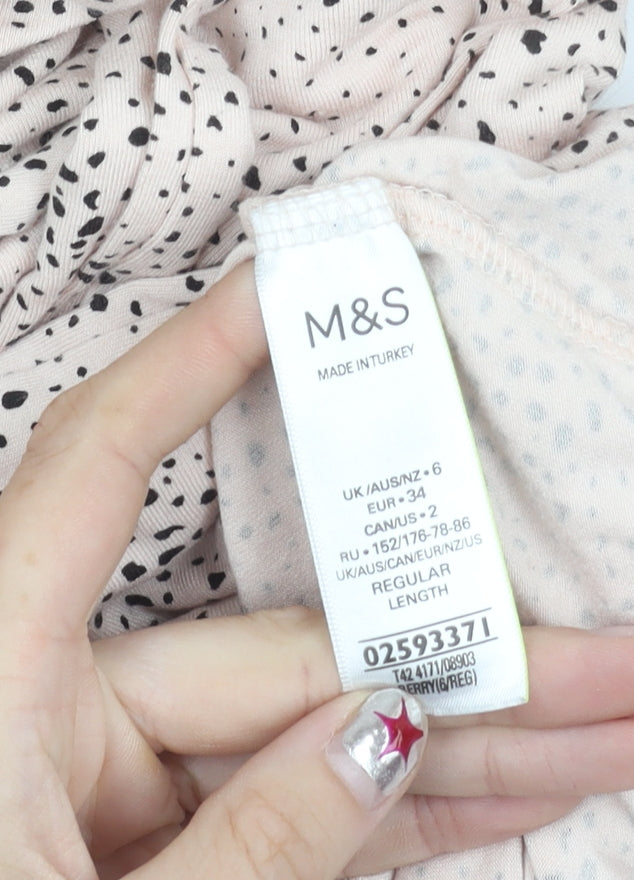 Marks and Spencer Womens Beige Polka Dot Wrap Dress Size 6