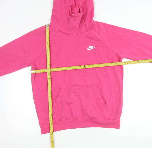 Nike Women’s Pink Hoodie Medium Pullover Sweatshirt Cotton Blend