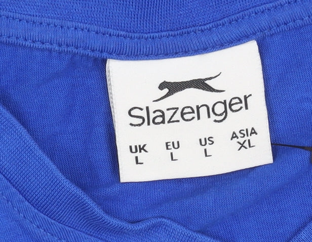 Slazenger Men’s Blue L V-Neck Short Sleeve Cotton T-Shirt