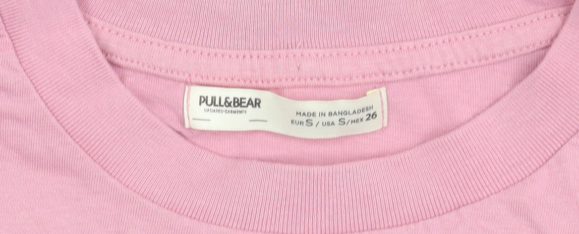 Womens UK Size S Pull&Bear Pink Cropped T-Shirt