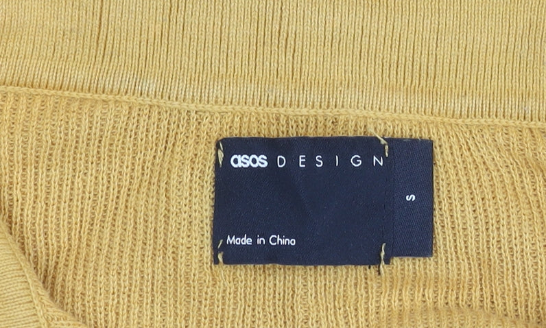 ASOS Men’s Yellow Collared Cotton Pullover Jumper Size S