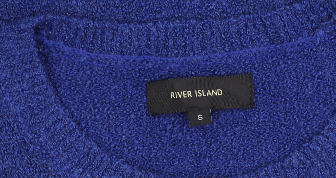 River Island Men’s Blue Knit Pullover Jumper Size S Crew Neck
