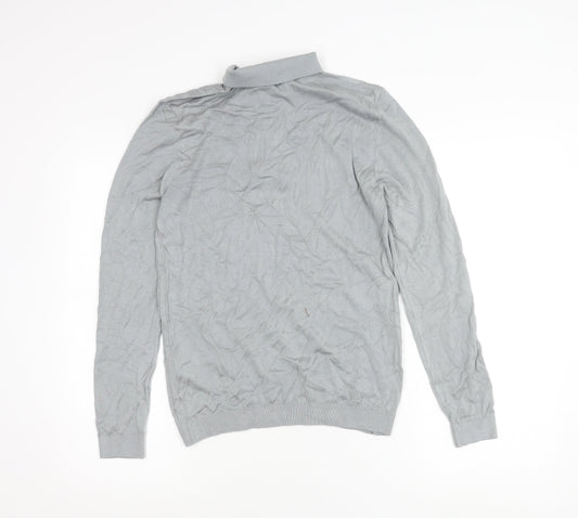 Topman Men’s Grey Long Sleeve Polo Shirt XS 1/4 Zip Knit