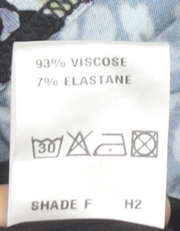 David Nieper Womens Black Blue Floral Stretch Pencil Skirt Size 14