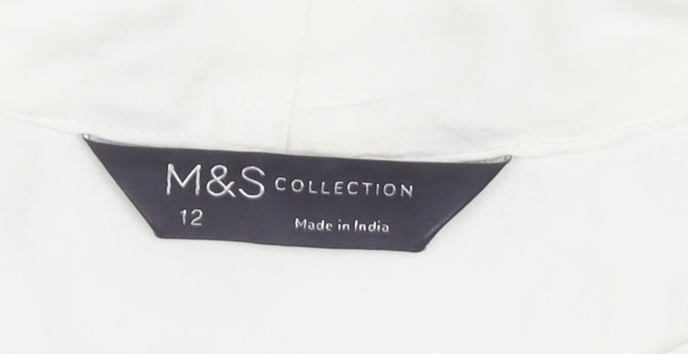 Womens UK Size 12 Marks and Spencer White Tunic Blouse