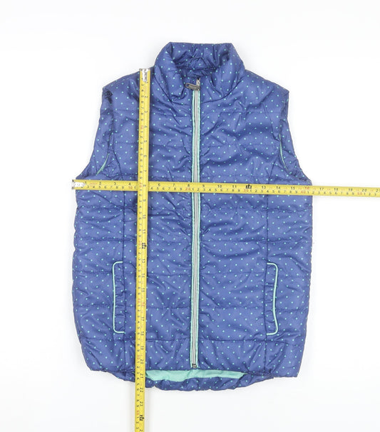 Reserved Girls Blue Polka Dot Puffer Waistcoat 9-10 Years Sleeveless Vest