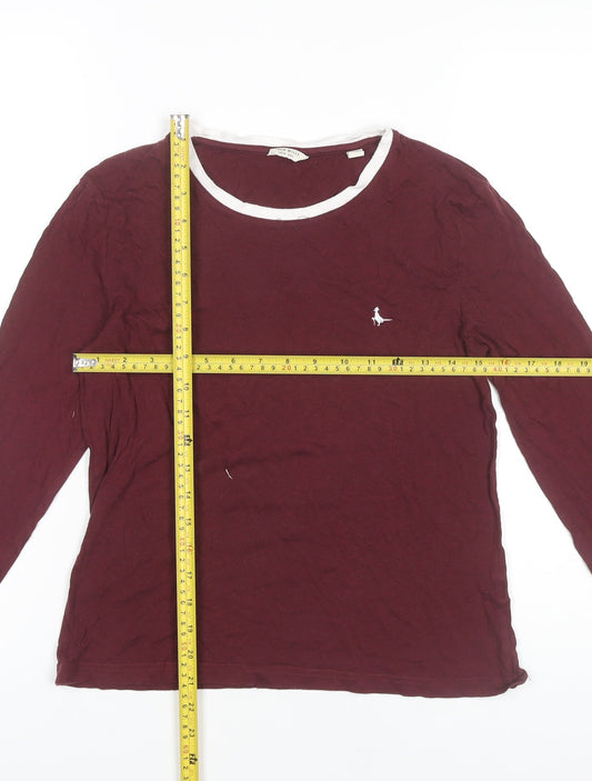 Jack Wills Womens Red Long Sleeve T-Shirt Size 10 Scoop Neck