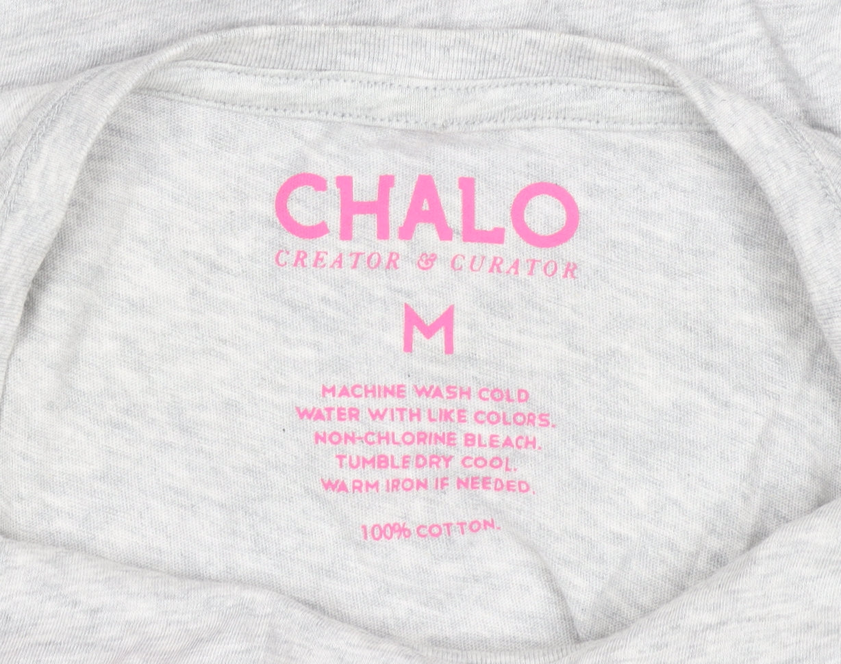 Chalo Womens Grey Cotton Graphic T-Shirt Size M Casual Travel