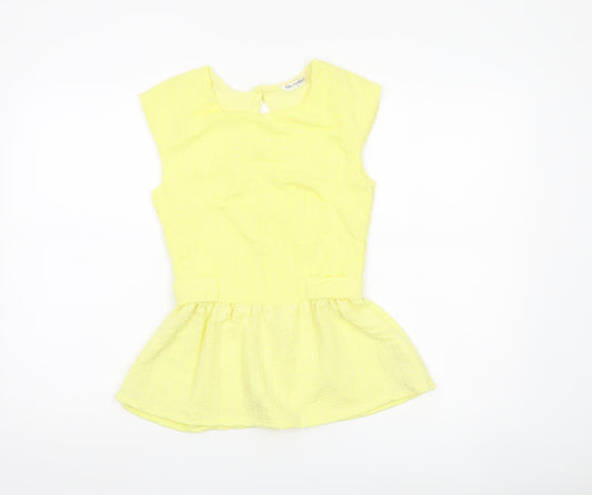 Womens UK Size 8 Miss Selfridge Yellow Peplum Blouse