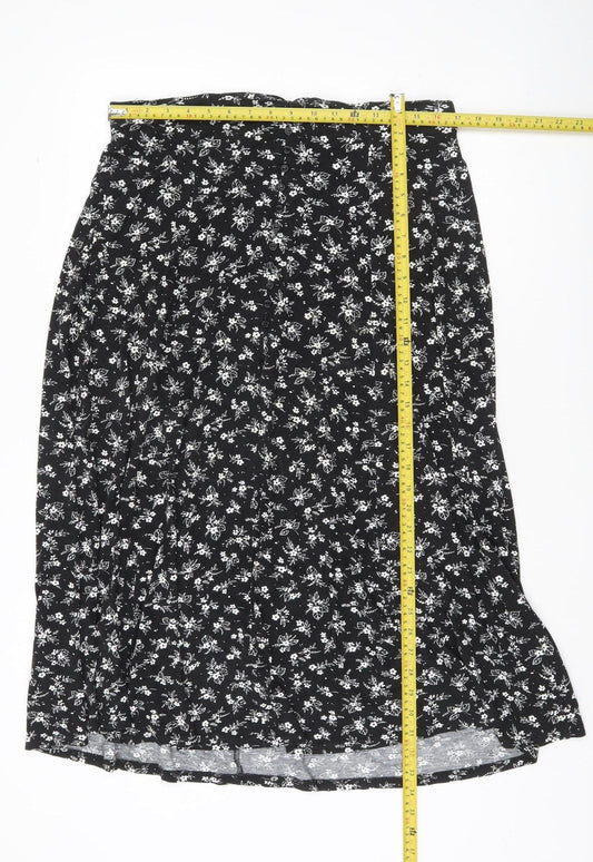 Berkertex Women’s Black Floral Midi Pencil Skirt Size 16