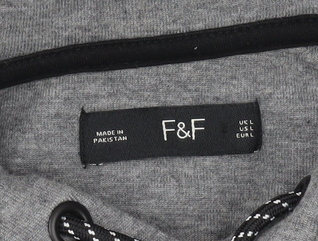 F&F Men’s Grey TKYO Pullover Hoodie L Logo Graphic Hooded Sweatshirt