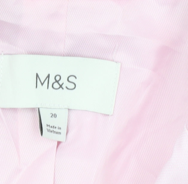 Marks and Spencer Women Pink Linen Blend Short Sleeve Blazer UK 20