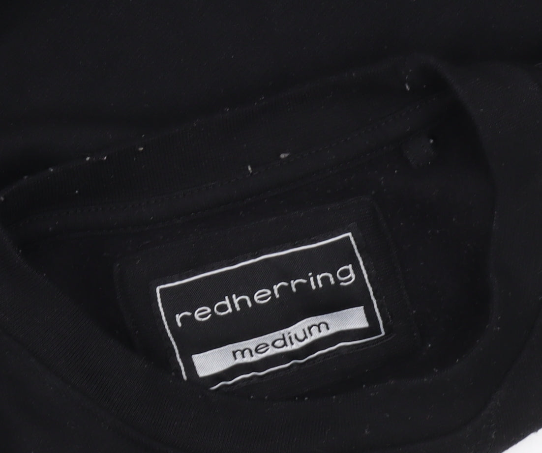Mens UK Size M Red Herring Black Pullover Sweatshirt