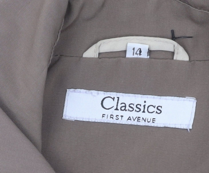 Classics First Avenue Womens Beige Coat Size 14 Lined Overcoat
