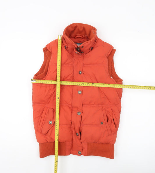 Fat Face Women’s Orange Puffer Waistcoat Gilet Size 8 Sleeveless