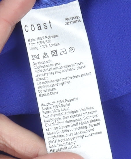 Coast Women’s Blue Beaded A-Line Formal Cocktail Dress UK 6