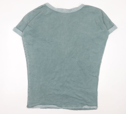 Additional front view of Silence + Noise Women’s Green T-Shirt Dress, size L, Cotton Blend
