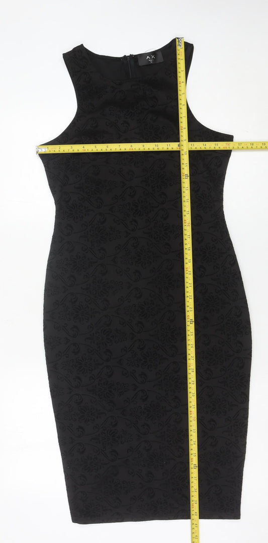 AX Paris Women Black Size 12 Sleeveless Bodycon Knee Length Party Dress