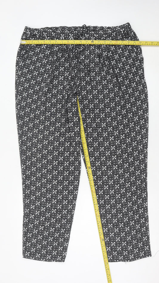 Bonmarché Women’s Black Geometric Jersey Stretch Trousers Size 18