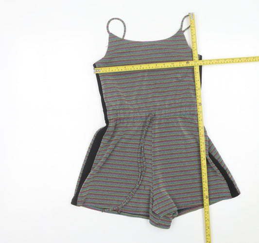 Topshop Women’s Multicoloured Striped Sleeveless Playsuit UK 8