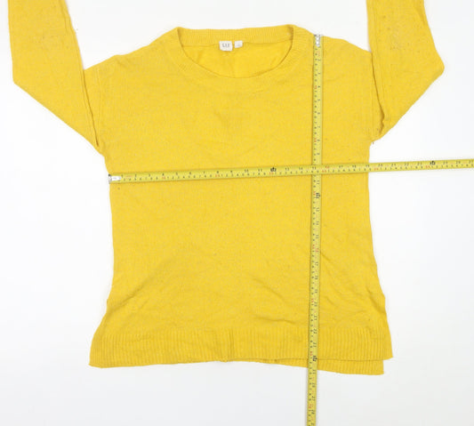 GAP Womens Yellow Crew Neck Pullover Jumper Size M Long Sleeve